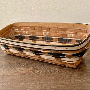 Khaki stripe keeper Longaberger Basket
